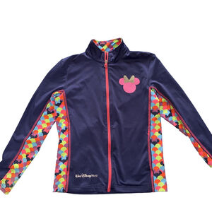 Girls Disney Parks Jacket M Blue and Pink Full Zip Minnie Mouse